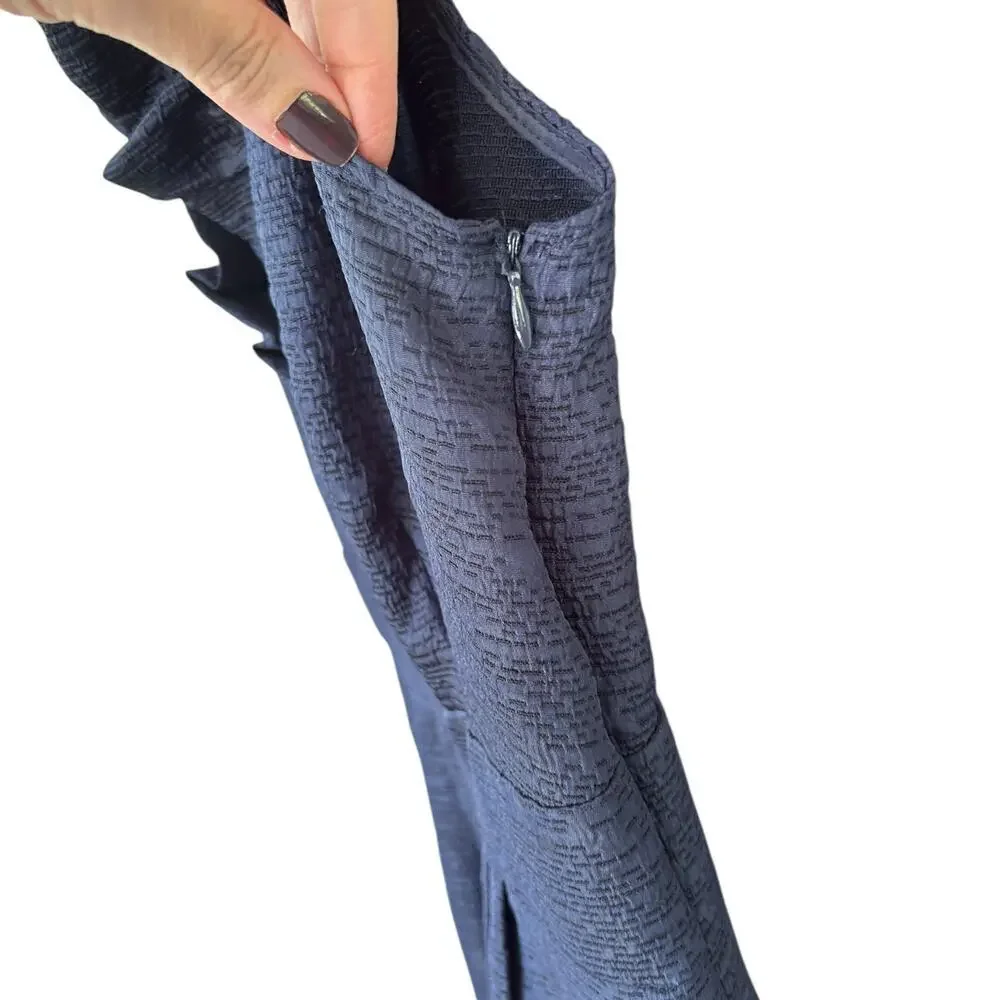 David & Nicole Navy Blue Ruffle Collar Dress Size 10 - Picture 6 of 7